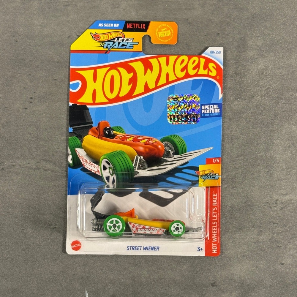 Hot Wheels Toy Car Street Wiener Yellow Red Let's Race 88/250 NEW 1/5